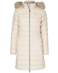 Tommy Hilfiger - Jassen ,Wit ,Leer Gewatteerde Parka Met Capuchon - Lyst