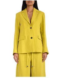 Max Mara - Jassen ,Geel ,Linnen Linnen Canvas Blazer - Lyst