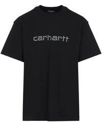 Carhartt - Schwarzes nieten-skript t-shirt - Lyst