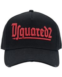 DSquared² - Accessoires ,Zwart ,Katoen Embossed Logo Baseball Cap Fibbia - Lyst