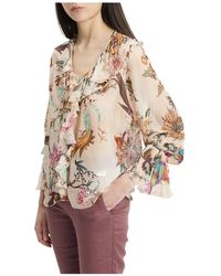 Dixie - Blouse Met Ruches En V-Hals - Lyst