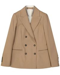 Brunello Cucinelli - Wollen Double-Breasted Jas Met Knoopmanchetten - Lyst