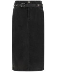 Pinko - Rokken ,Zwart ,Katoen Rechte Corduroy Midirok - Lyst