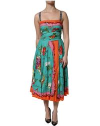 Dolce & Gabbana - Kleedjes ,Veelkleurig ,Zijden Sheath Midi Jurk - Lyst