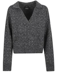 Pinko - Grijze Wollen Topkleding Aw25 - Lyst