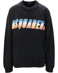 DSquared² - Hoodies & Sweatvesten ,Zwart ,Katoen Pullover Sweatshirt Met Glitter Print - Lyst