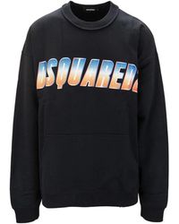 DSquared² - Hoodies & Sweatvesten ,Zwart ,Katoen Pullover Sweatshirt Met Glitter Print - Lyst