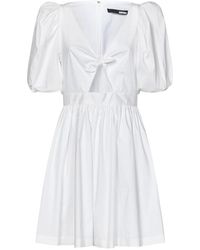 ROTATE BIRGER CHRISTENSEN - Vestido blanco de mezcla de algodón con mangas abullonadas - Lyst