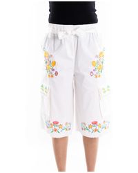 5 PROGRESS - Korte Broeken ,Wit ,Katoen Geborduurde Bermuda Shorts - Lyst