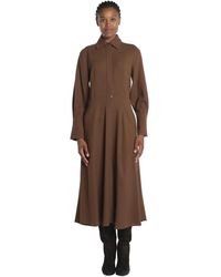 Crida Milano - Seiden geripptes braunes kleid - Lyst