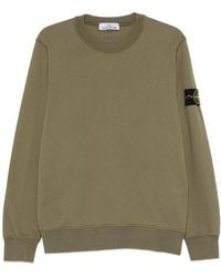 Stone Island - Hoodies & Sweatvesten ,Groen ,Katoen Crewneck Sweatshirt Met Compass Logo - Lyst