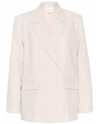 Gestuz - Jassen ,Linnen Licht Zand Linnen Blazer - Lyst