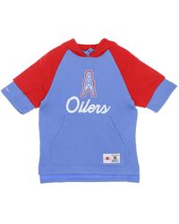 Mitchell & Ness - Hoodies & Sweatvesten ,Blauw ,Katoen Houston Oilers Korte Mouw Hoodie Lichtblauw - Lyst