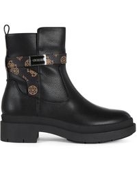 Guess - Eco-leder stiefelette mit logo-platte - Lyst
