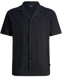 Joop! - Overhemden ,Zwart ,Katoen Katoenen Shirt Met Verticale Textuur - Lyst