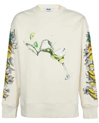 MSGM - Hoodies & Sweatvesten ,Katoen Katoenen Sweatshirt Met Geribbelde Kraag - Lyst