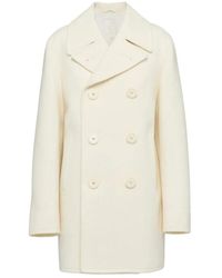 Prada - Jassen ,Wit ,Wol Witte Wol Double-Breasted Jas - Lyst