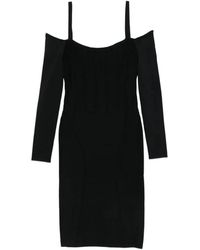 Mugler - Elegante Midi Jurk Met Off-Shoulder Stijl - Lyst