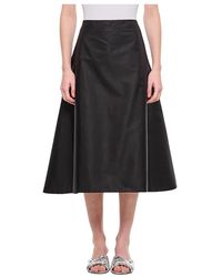 Marni - Rokken ,Zwart ,Satijn A-Lijn Midi Rok - Lyst