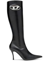 DIESEL - D-venus hbt - botas de piel con placa oval d - Lyst