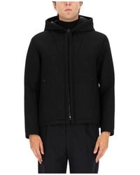 Herno - Jassen ,Zwart ,Hooded Zip-Up Jacket - Lyst