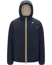K-Way - Jassen ,Blauw ,Polyester Omkeerbare Waterdichte Winddichte Jas - Lyst