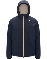 K-Way - Jassen ,Blauw ,Polyester Omkeerbare Waterdichte Winddichte Jas - Lyst