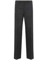 Prada - Broeken ,Grijs ,Wol Luxe Grijze Wollen Broek - Lyst