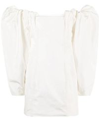 Jacquemus - Vestido mini drapeado de tafetán off-white - Lyst