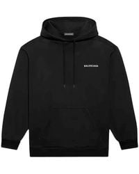Balenciaga - Hoodies & Sweatvesten ,Zwart ,Katoen Logo Katoenen Hoodie - Lyst
