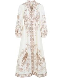 Zimmermann - Kleedjes ,Katoen Indra Plunge Midi Jurk - Lyst
