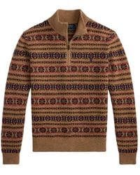Ralph Lauren - Truien & Vesten ,Bruin ,Wol Fair Isle Half-Zip Sweater - Lyst