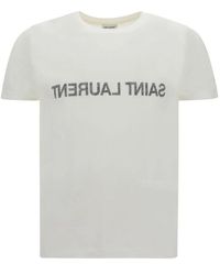 Saint Laurent - Reverse Logo T-Shirt - Lyst