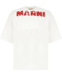 Marni - Tops ,Wit ,Katoen Monolith Printed T-Shirt - Lyst