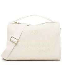 V73 - Weiße schultertasche mit top-griff und logo - Lyst