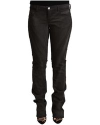 CoSTUME NATIONAL - Black cotton mid waist skinny pants - Lyst