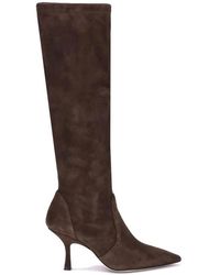 Stuart Weitzman - Schoenen ,Bruin ,Suède Stiletto Hak Suède Laarzen Amandel Teen - Lyst