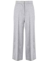 Max Mara - Broeken ,Grijs ,Wol Burano Wool Wide Leg Pants - Lyst