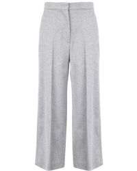 Max Mara - Broeken ,Grijs ,Wol Burano Wool Wide Leg Pants - Lyst