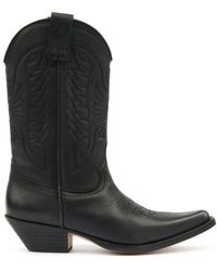 MM6 by Maison Martin Margiela - Schwarze Lederstiefel Mit Spitzer Kappe - Lyst
