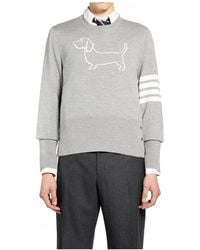 Thom Browne - Truien & Vesten ,Grijs ,Wol Hector 4-Bar Sweater - Lyst