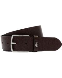 Lacoste - Genarbter Leder Herrengürtel Braun - Lyst