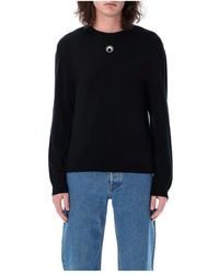 Marine Serre - Schwarzer moon logo strickpullover - Lyst