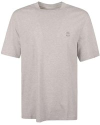 Brunello Cucinelli - Graues baumwoll-t-shirt mit besticktem logo - Lyst