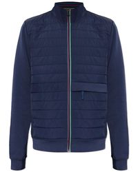 Paul Smith - Jassen ,Blauw ,Katoen Turtleneck Sweatshirt Met Gewatteerde Voorkant - Lyst