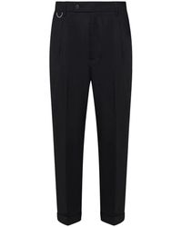 Low Brand - Schmale schwarze wollhose - Lyst