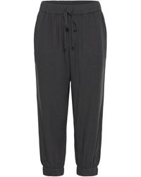 Kaffe - Broeken ,Zwart ,Zwarte Oester Capri Broek Met Elastische Taille - Lyst