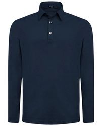 Kiton - Navy blaues langarm polo-shirt aus baumwolle - Lyst
