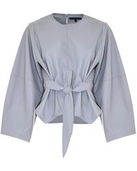 Kocca - Overhemden ,Grijs ,Stijlvolle Losse Blouse Met Bijpassende Riem - Lyst