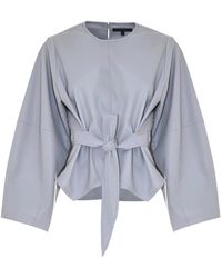 Kocca - Overhemden ,Grijs ,Stijlvolle Losse Blouse Met Bijpassende Riem - Lyst